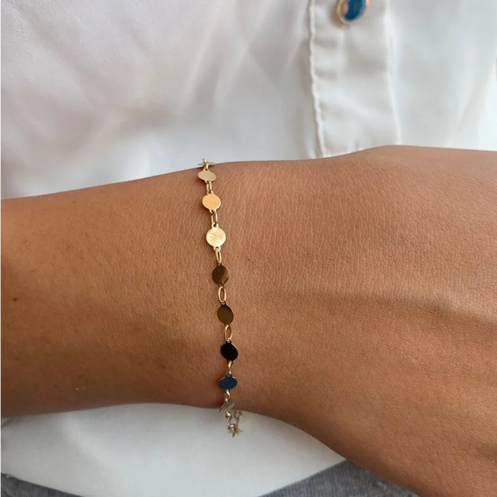 Gold Toned Round Link Chain Bracelet